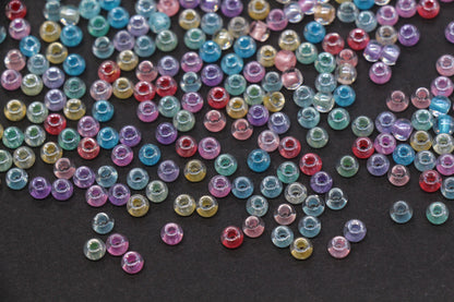 4mm Mixed Color Lined Glass Seed Beads, Glossy Transparent Rainbow Rocailles Beads for Jewelry Making #1153