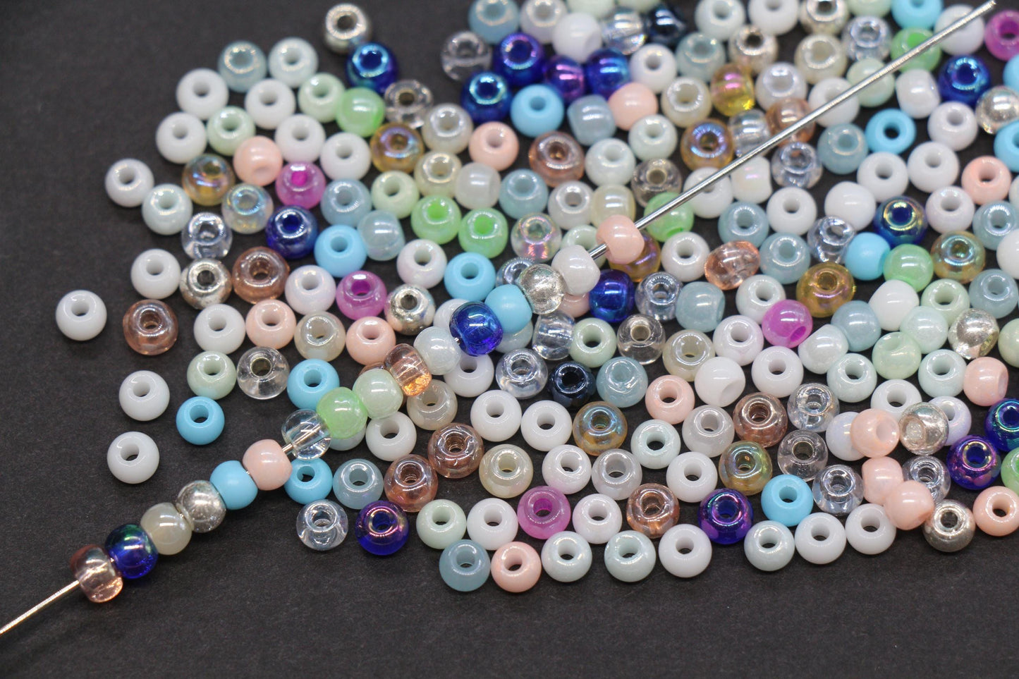 4mm Mixed Glass Seed Beads, Glossy Rainbow Rocailles Beads Mix for Bracelet Jewelry Making #2057