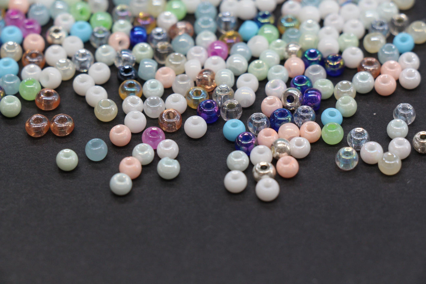 4mm Mixed Glass Seed Beads, Glossy Rainbow Rocailles Beads Mix for Bracelet Jewelry Making #2057