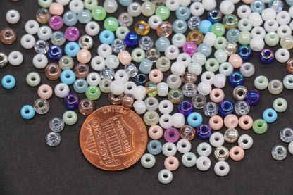 4mm Mixed Glass Seed Beads, Glossy Rainbow Rocailles Beads Mix for Bracelet Jewelry Making #2057