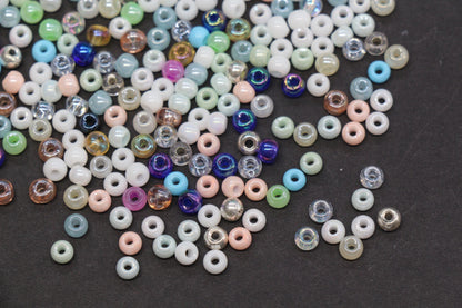 4mm Mixed Glass Seed Beads, Glossy Rainbow Rocailles Beads Mix for Bracelet Jewelry Making #2057