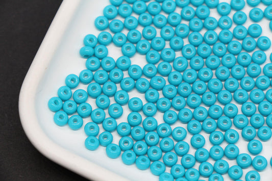 4mm Opaque Turquoise Blue Glass Seed Beads, Beads for Bracelet Jewelry Making #1095