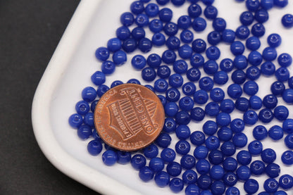 4mm 6/0 opaque royal blue glass seed beads for bracelets