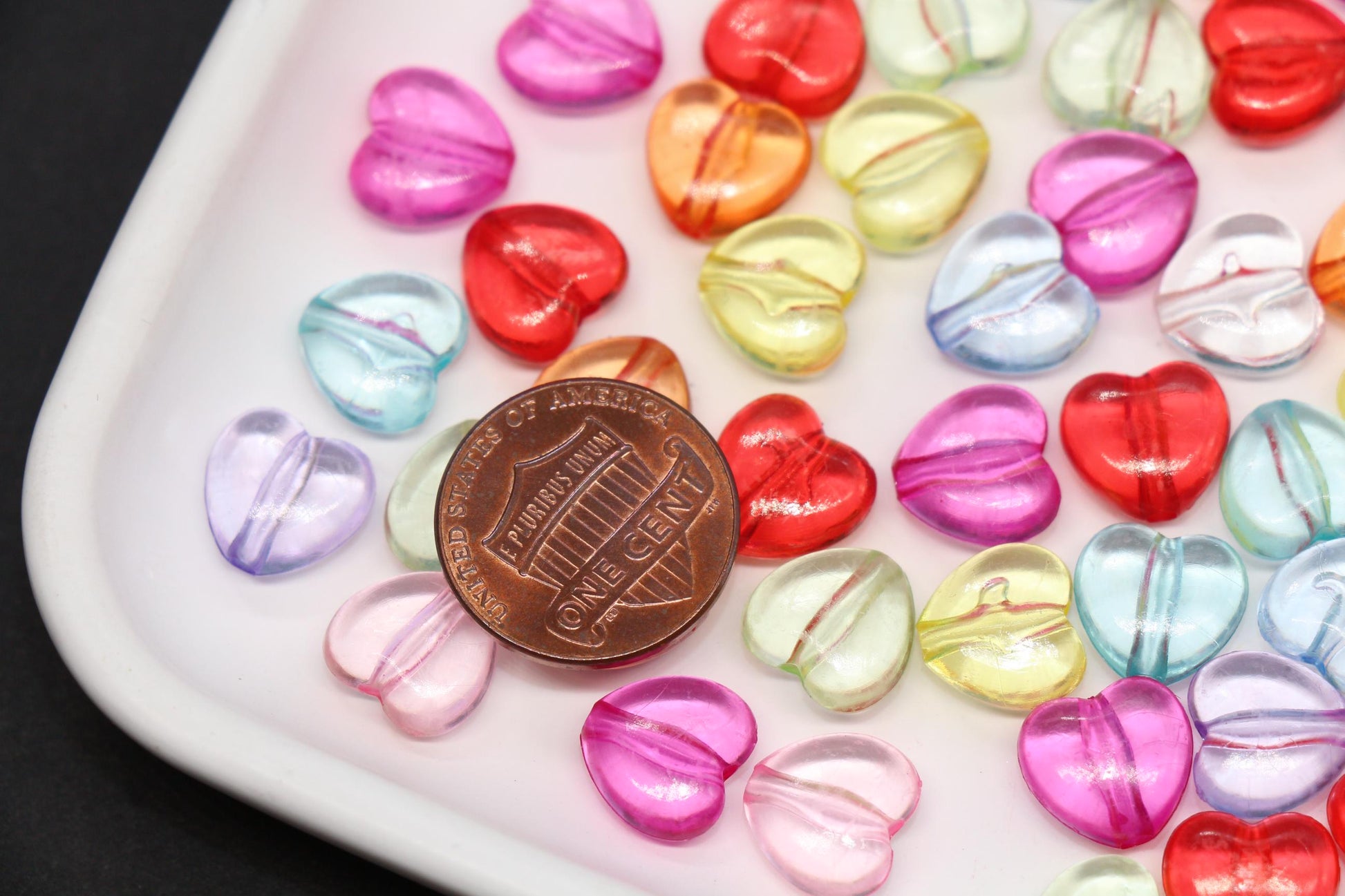 Transparent Mix Heart Beads, Multicolor Acrylic Heart Beads, Clear Colorful Heart Beads for Bracelet Jewelry Making #1906
