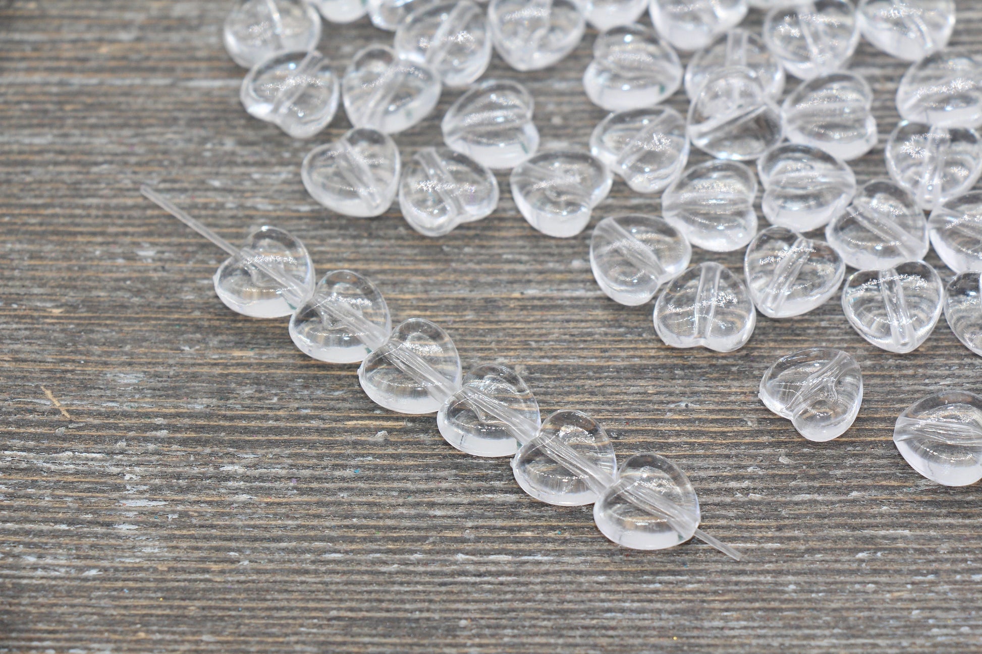 Clear Heart Beads, Transparent Heart Beads for Bracelet Necklace Jewelry Making #1907