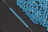 4mm Blue Lined Glass Seed Beads, Transparent Blue Core Beads, Jewelry Making Supplies #2328