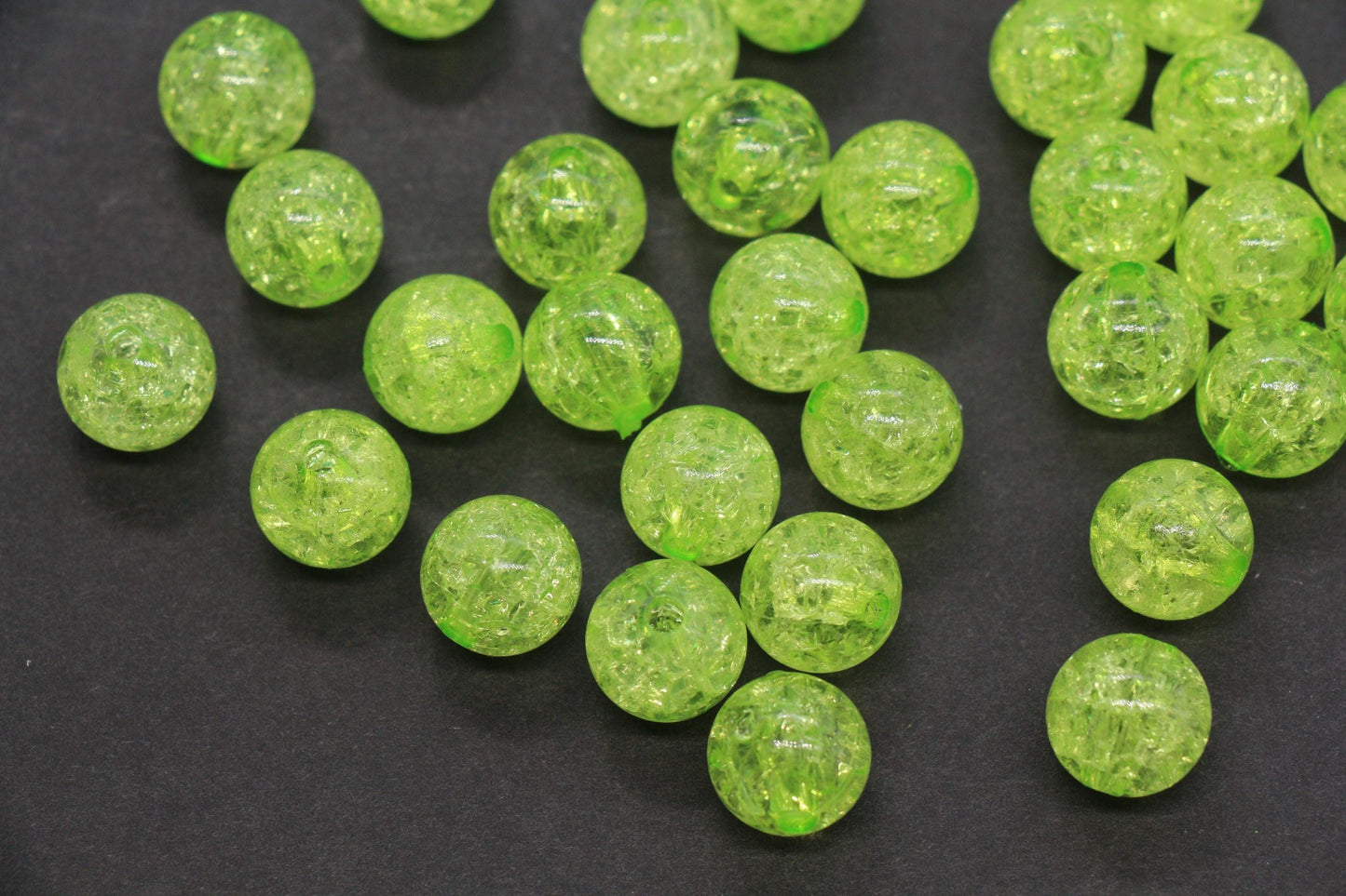 12mm Light Green Crackle Gumball Beads, Acrylic Crackle Loose Beads, Bubblegum Beads, Chunky Beads, Smooth Round Plastic Beads #1518