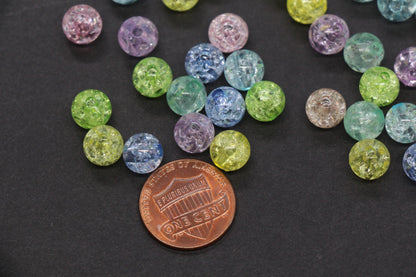 8mm Multicolor Crackle Beads, Round Spacer Beads for Jewelry Making #80