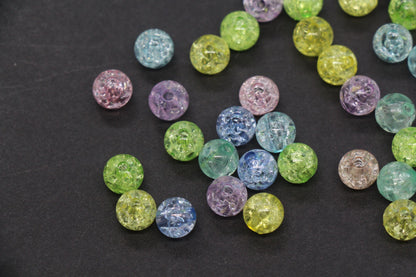 8mm Multicolor Crackle Beads, Round Spacer Beads for Jewelry Making #80
