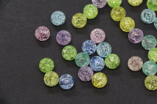 8mm Multicolor Crackle Beads, Round Spacer Beads for Jewelry Making #80