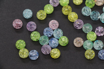 8mm Multicolor Crackle Beads, Round Spacer Beads for Jewelry Making #80