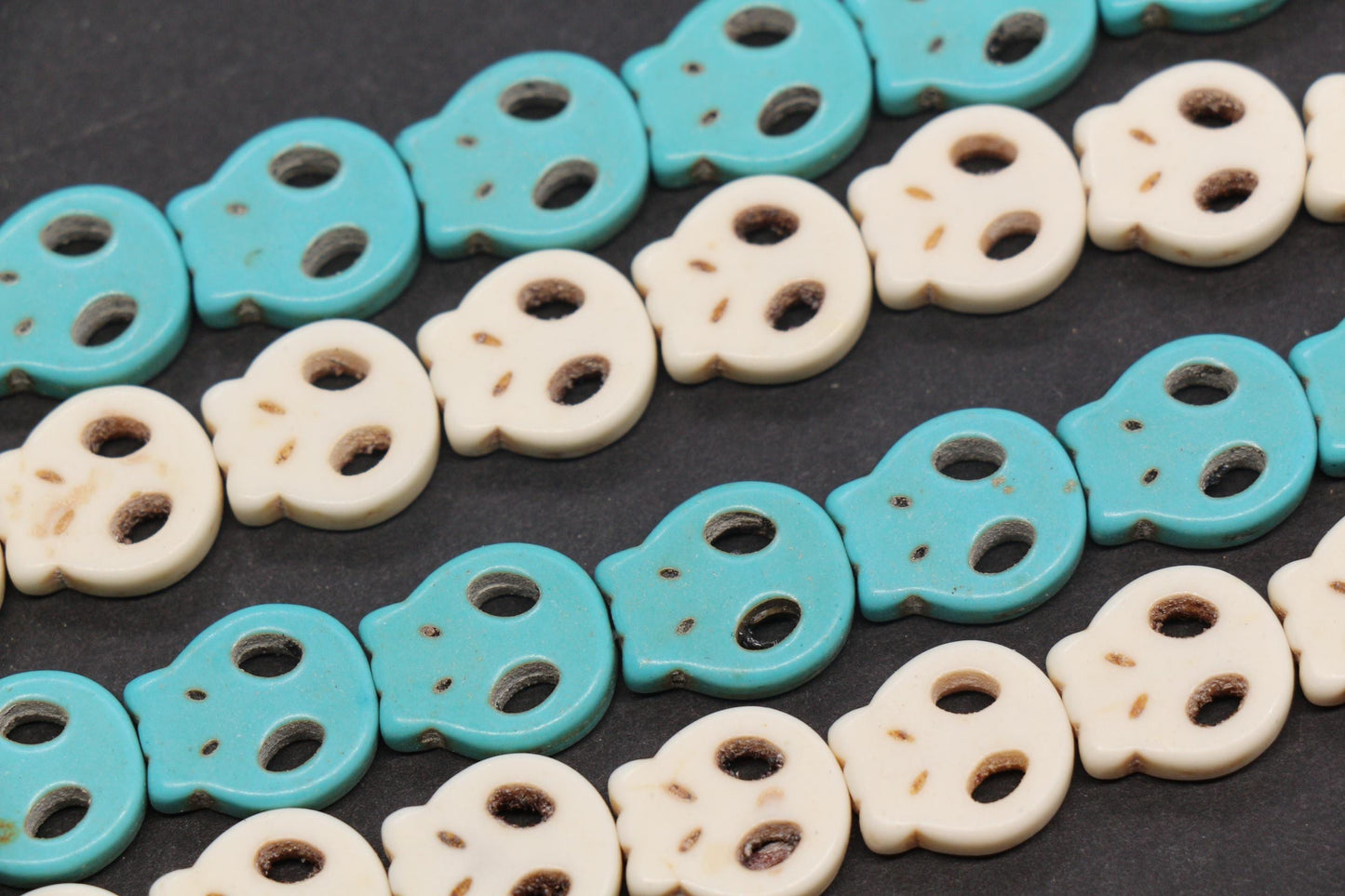 Turquoise Howlite Skull Spacer Beads, Blue White Skull Beads for Jewelry Making