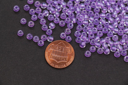 4mm Purple Lined Glass Seed Beads, Transparent Purple Core Rocailles Beads, Beads for Jewelry Making #2334