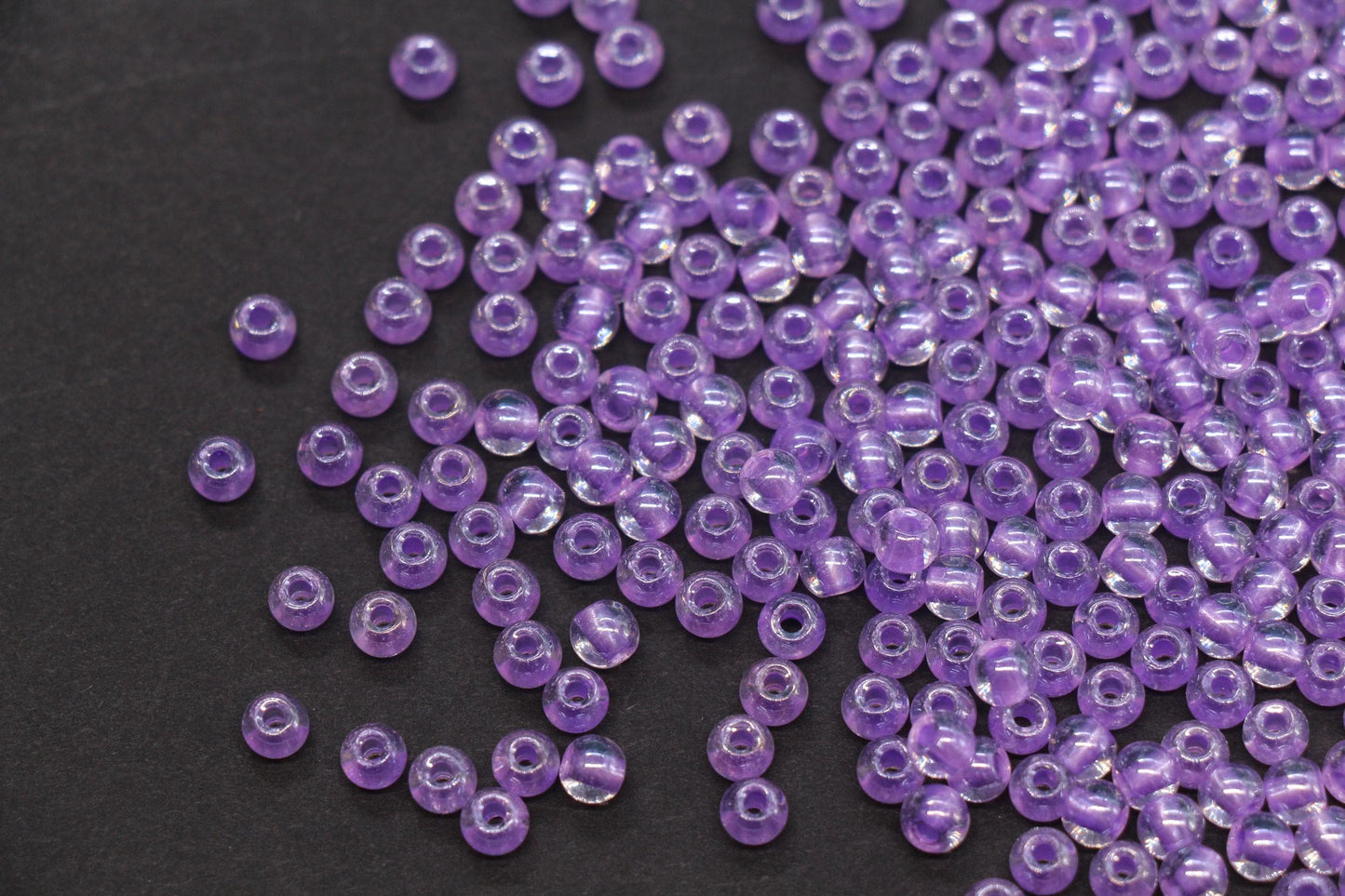 4mm Purple Lined Glass Seed Beads, Transparent Purple Core Rocailles Beads, Beads for Jewelry Making #2334