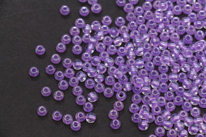 4mm Purple Lined Glass Seed Beads, Transparent Purple Core Rocailles Beads, Beads for Jewelry Making #2334