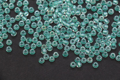 4mm Green Lined Glass Seed Beads, Transparent Green Core Rocailles Beads, Beads for Jewelry Making #852