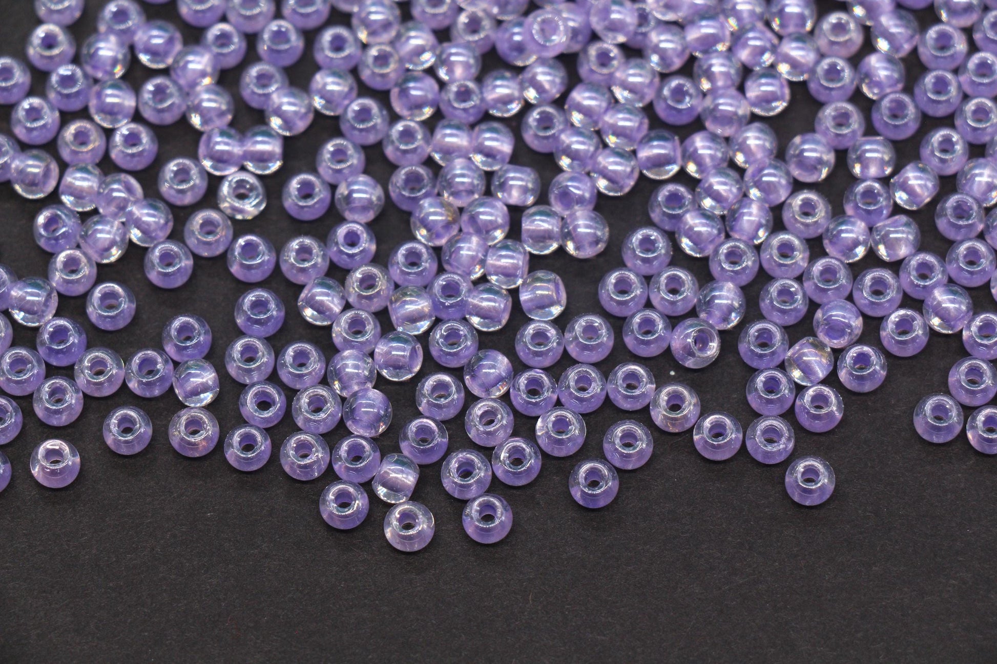 4mm Purple Lined Glass Seed Beads, Glossy Round Rocailles Beads, Bracelet Jewelry Making Supplies #1248