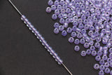 4mm Purple Lined Glass Seed Beads, Glossy Round Rocailles Beads, Bracelet Jewelry Making Supplies #1248