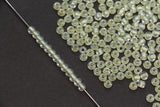 4mm Yellow Lined Glass Seed Beads, Glossy Round Rocailles Beads for Bracelet Jewelry Making Supplies #1250