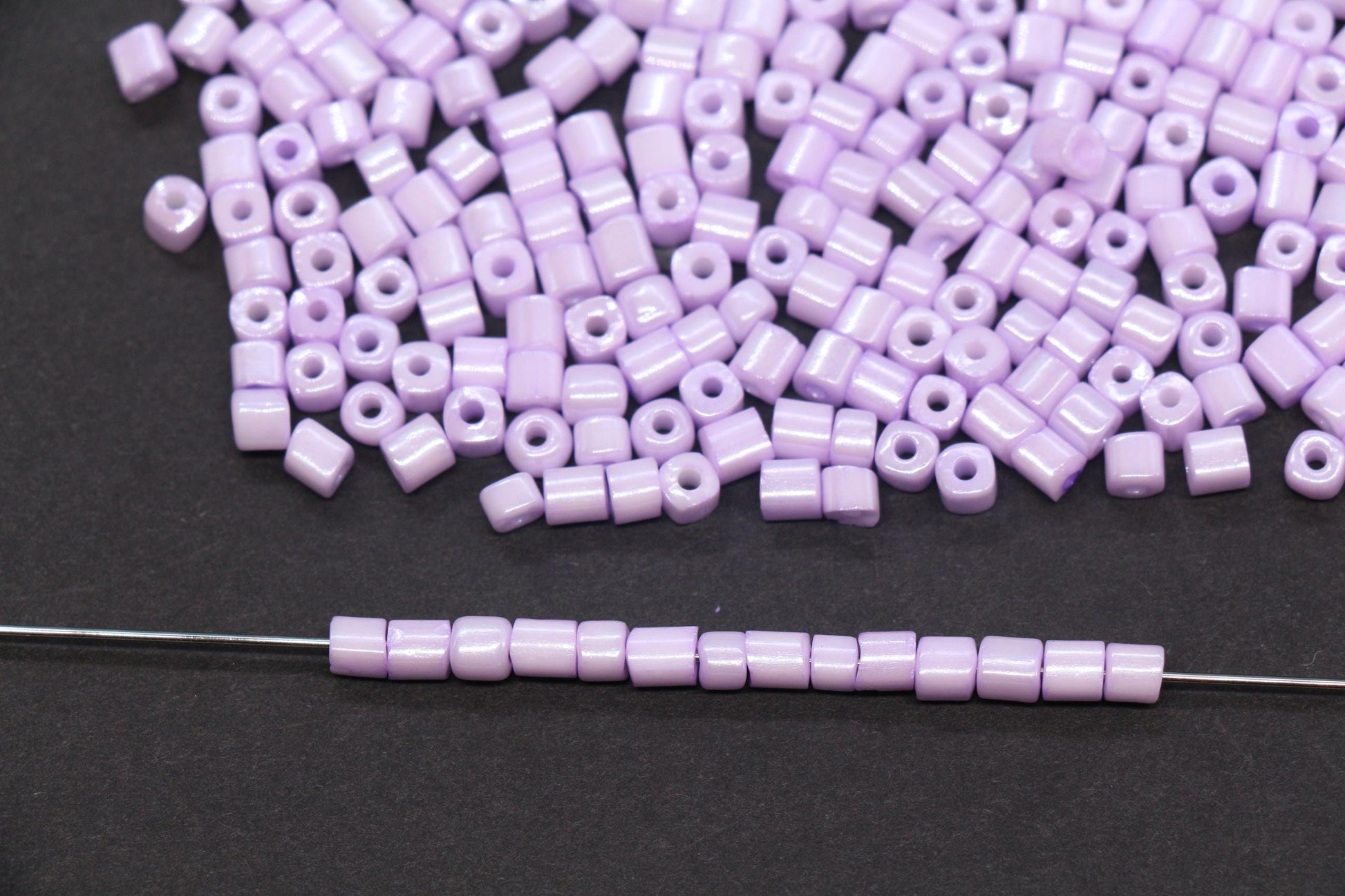 4mm Pastel Purple Cube Glass Beads, Glossy Square Seed Beads for Bracelet Jewelry Making #1082