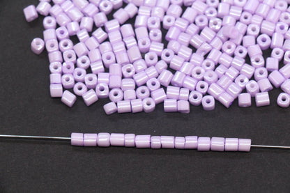 4mm Pastel Purple Cube Glass Beads, Glossy Square Seed Beads for Bracelet Jewelry Making #1082