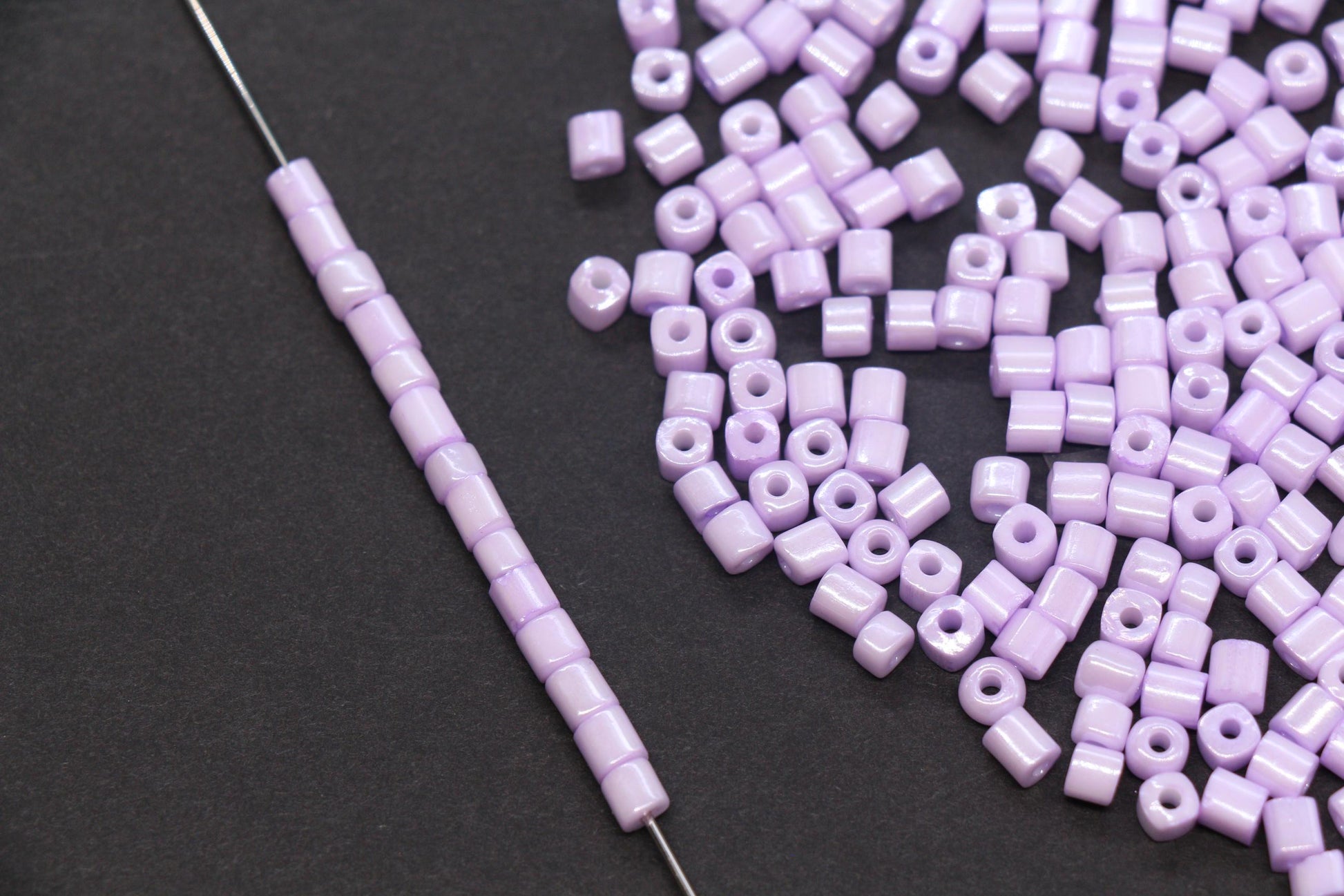 4mm Pastel Purple Cube Glass Beads, Glossy Square Seed Beads for Bracelet Jewelry Making #1082