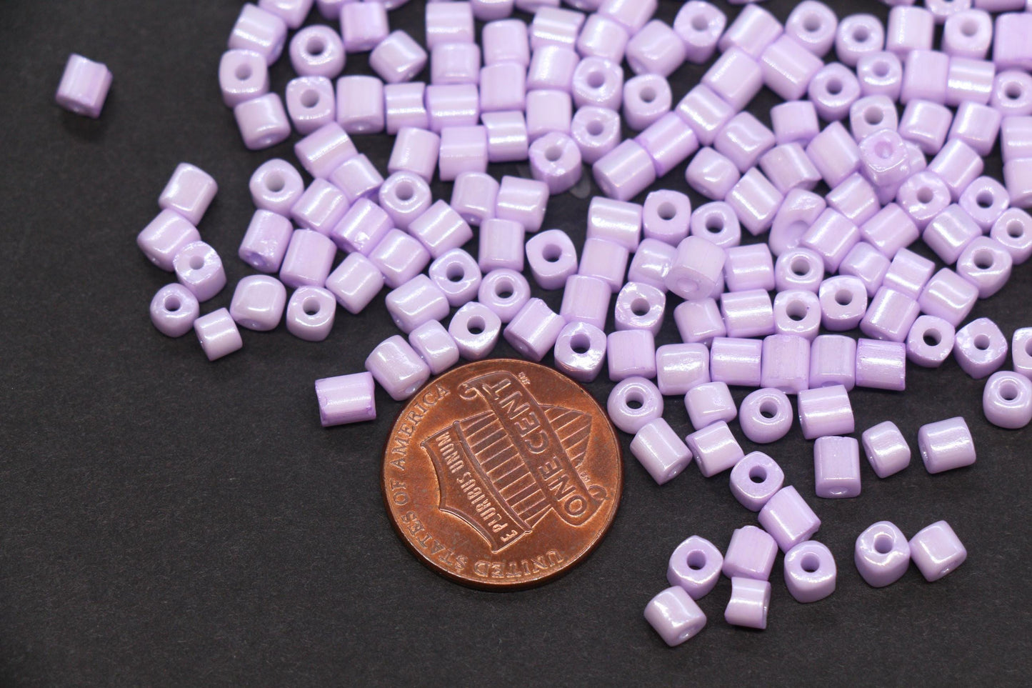 4mm Pastel Purple Cube Glass Beads, Glossy Square Seed Beads for Bracelet Jewelry Making #1082
