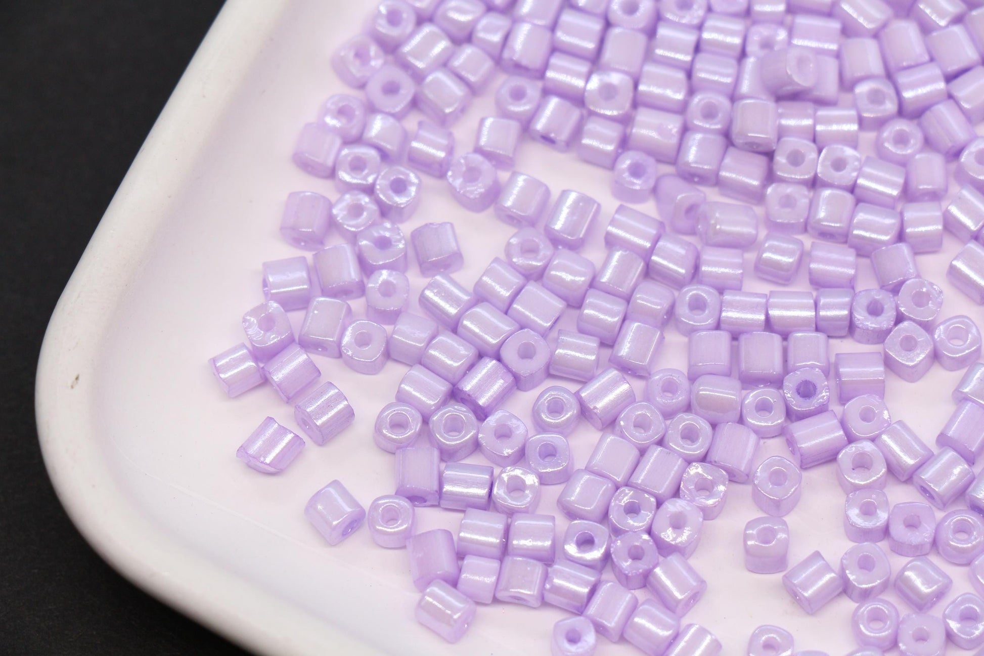 4mm Pastel Purple Cube Glass Beads, Glossy Square Seed Beads for Bracelet Jewelry Making #1082