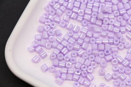 4mm Pastel Purple Cube Glass Beads, Glossy Square Seed Beads for Bracelet Jewelry Making #1082