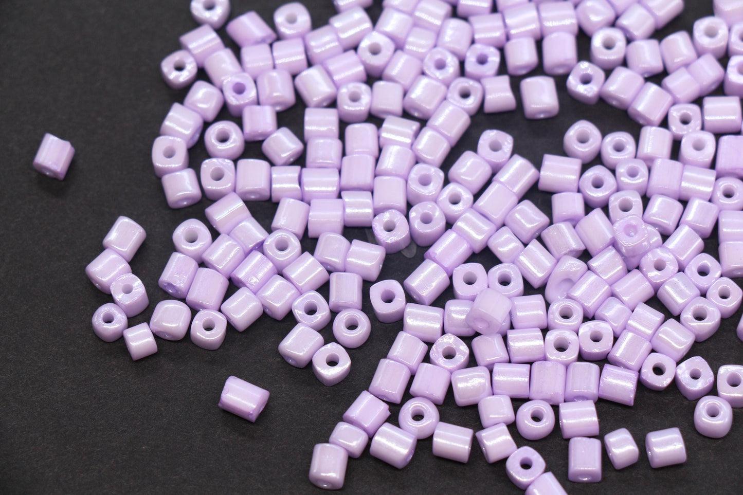 4mm Pastel Purple Cube Glass Beads, Glossy Square Seed Beads for Bracelet Jewelry Making #1082