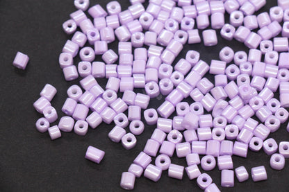 4mm Pastel Purple Cube Glass Beads, Glossy Square Seed Beads for Bracelet Jewelry Making #1082