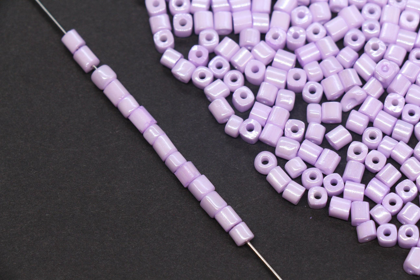 4mm Pastel Purple Cube Glass Beads, Glossy Square Seed Beads for Bracelet Jewelry Making #1082