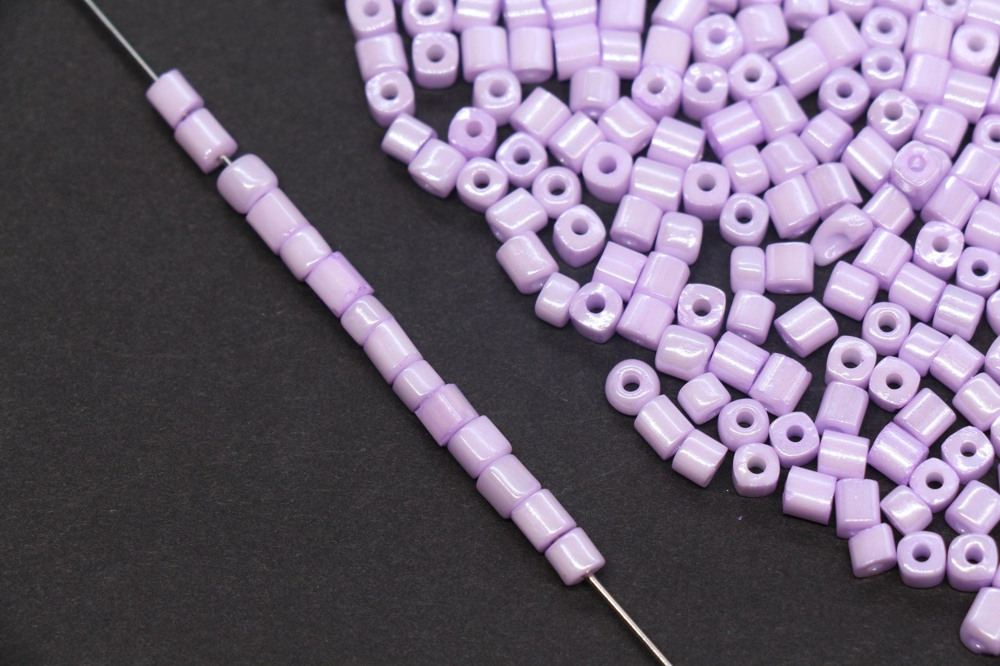 4mm Pastel Purple Cube Glass Beads, Glossy Square Seed Beads for Bracelet Jewelry Making #1082