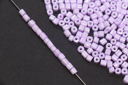 4mm Pastel Purple Cube Glass Beads, Glossy Square Seed Beads for Bracelet Jewelry Making #1082