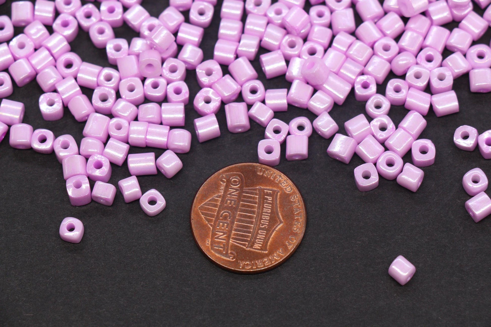 4mm Pink Cube Glass Beads, Glossy Square Seed Beads for Bracelet Jewelry Making #2762