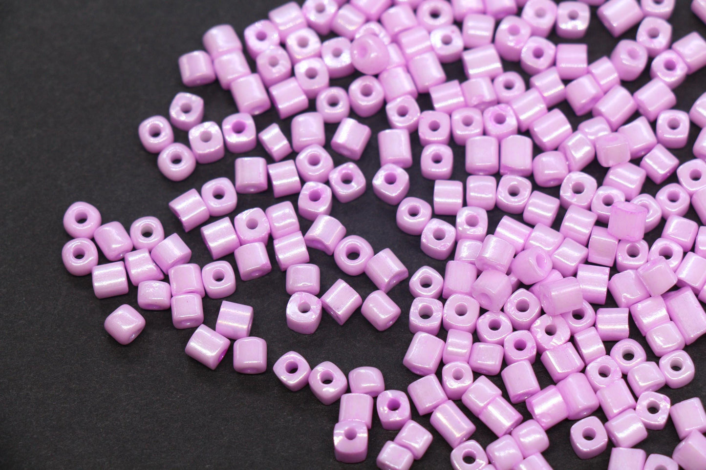4mm Pink Cube Glass Beads, Glossy Square Seed Beads for Bracelet Jewelry Making #2762