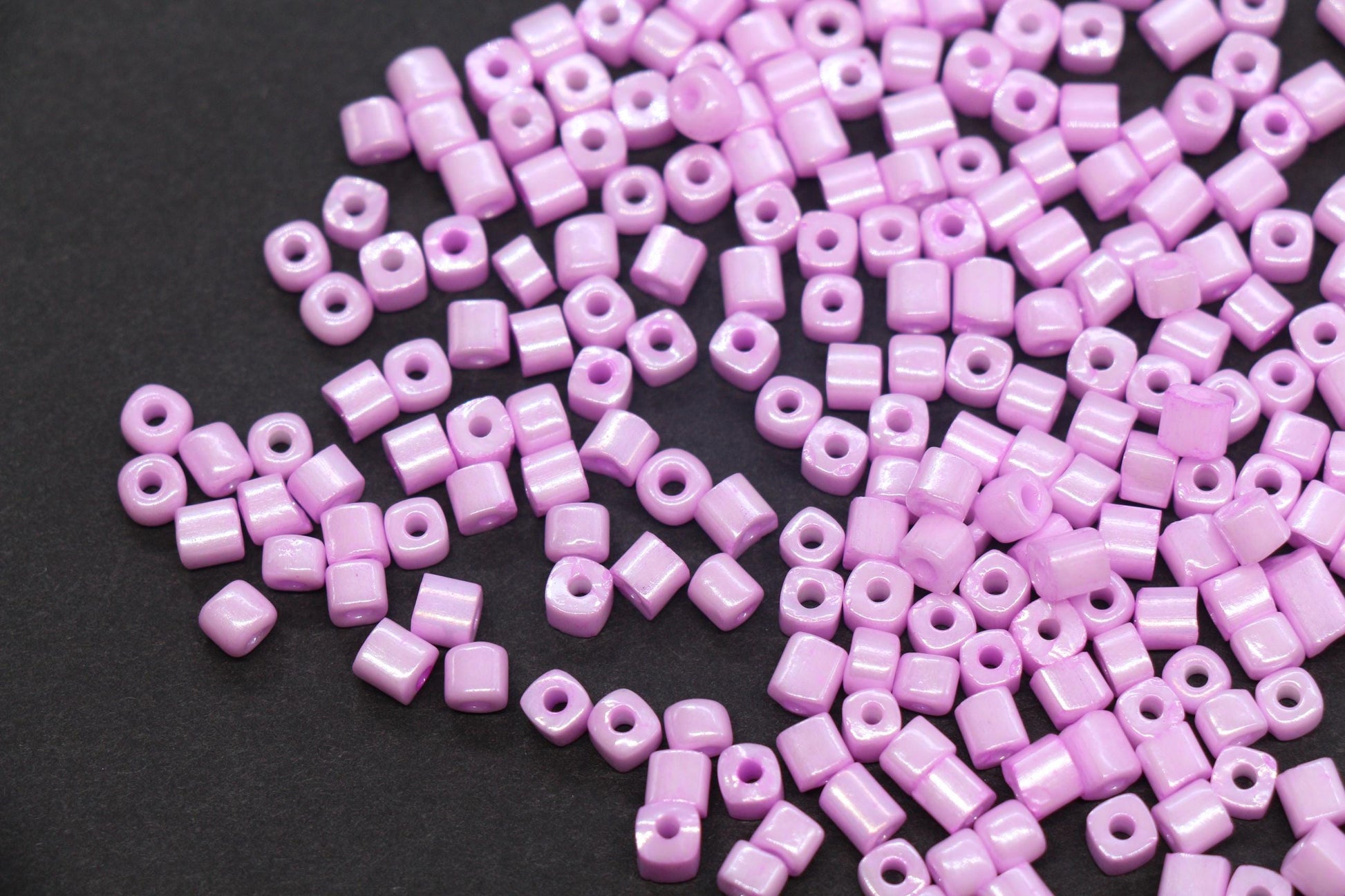 4mm Pink Cube Glass Beads, Glossy Square Seed Beads for Bracelet Jewelry Making #2762