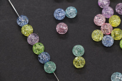 8mm Multicolor Crackle Beads, Round Spacer Beads for Jewelry Making #80