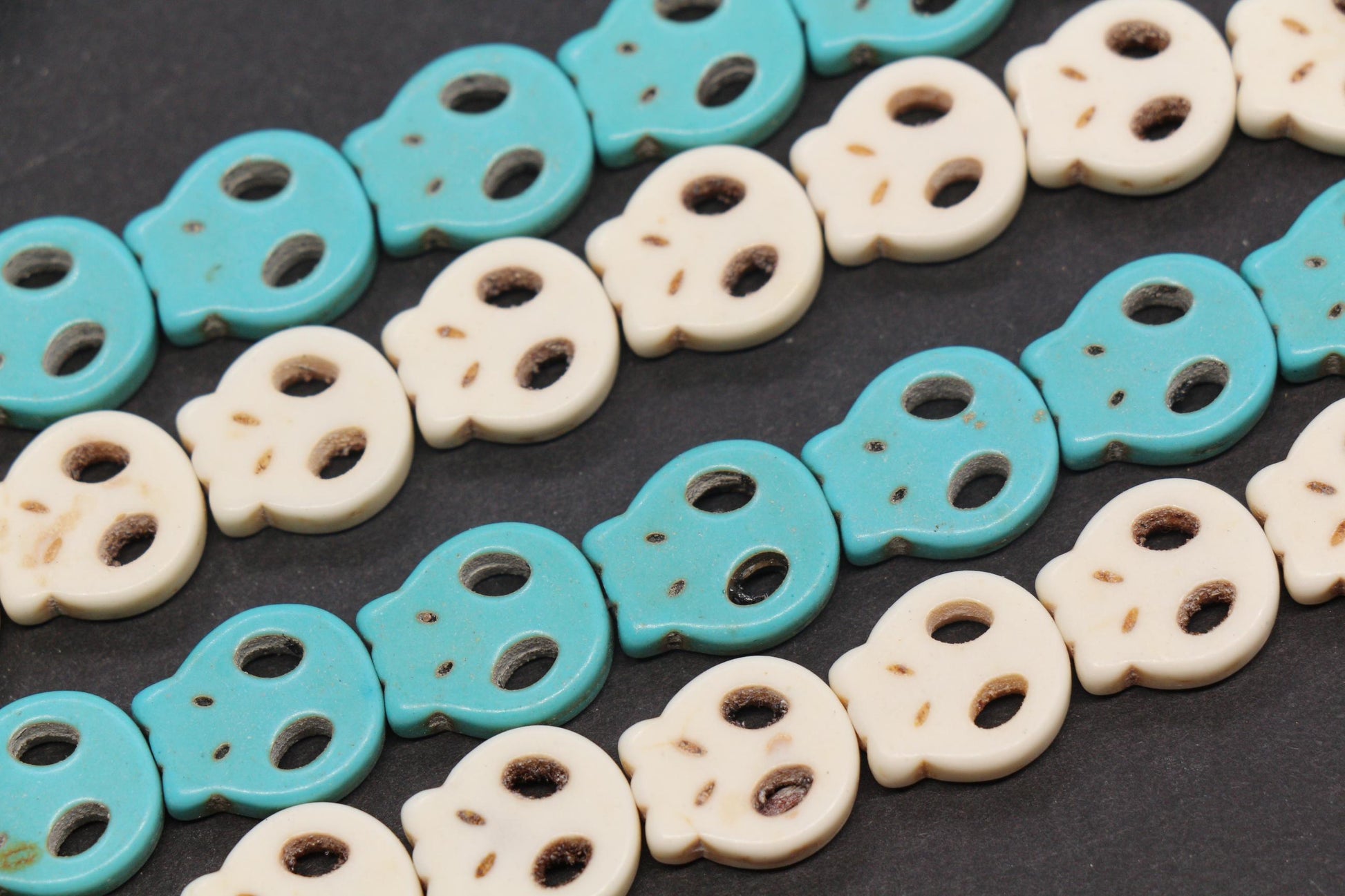 Turquoise Howlite Skull Spacer Beads, Blue White Skull Beads for Jewelry Making