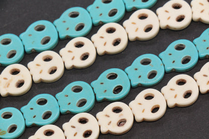 Turquoise Howlite Skull Spacer Beads, Blue White Skull Beads for Jewelry Making