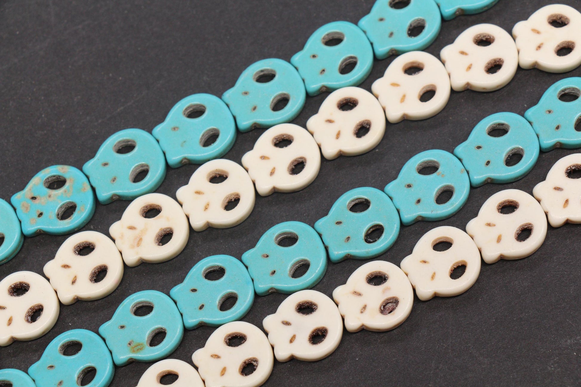Turquoise Howlite Skull Spacer Beads, Blue White Skull Beads for Jewelry Making