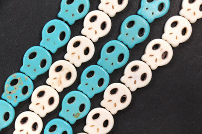 Turquoise Howlite Skull Spacer Beads, Blue White Skull Beads for Jewelry Making