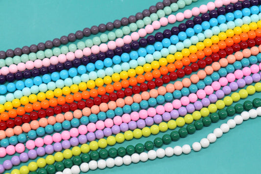 6mm Glass Beads, Round Glass Beads, Jewelry Glass Beads, Bracelet Beads