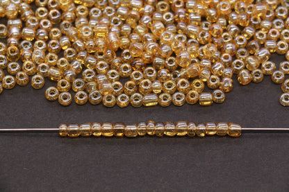 4mm Amber Gold Glass Beads, Glossy Round Seed Beads for Bracelets, Transparent Spacer Beads, DIY Jewelry Supplies #1734