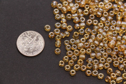 4mm Amber Gold Glass Beads, Glossy Round Seed Beads for Bracelets, Transparent Spacer Beads, DIY Jewelry Supplies #1734