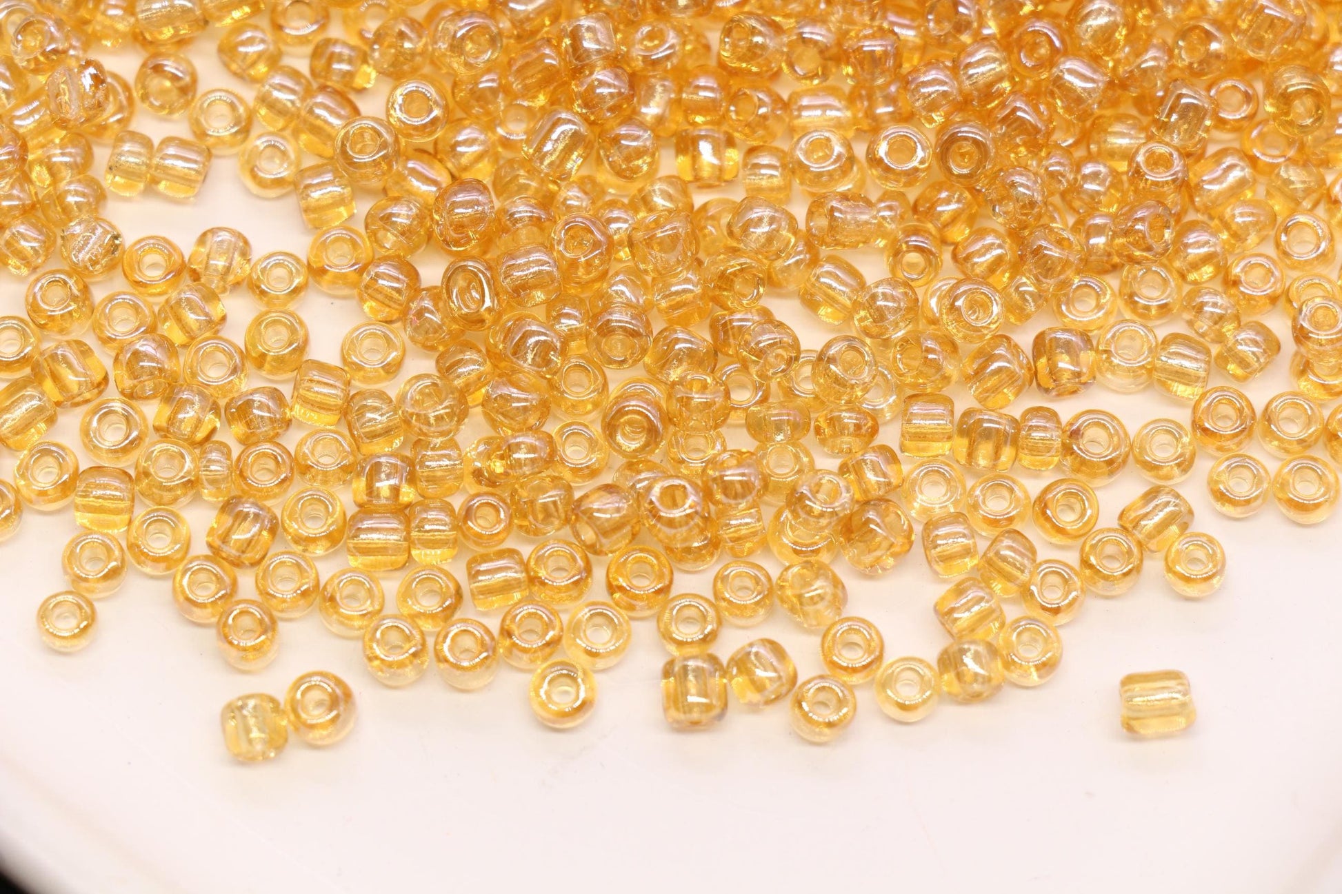4mm Amber Gold Glass Beads, Glossy Round Seed Beads for Bracelets, Transparent Spacer Beads, DIY Jewelry Supplies #1734