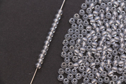 4mm Silver Lined Glass Beads, Glossy Transparent Round Seed Beads for Bracelets, DIY Jewelry Supplies #1737