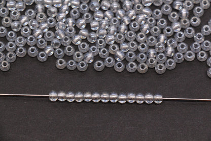 4mm Silver Lined Glass Beads, Glossy Transparent Round Seed Beads for Bracelets, DIY Jewelry Supplies #1737