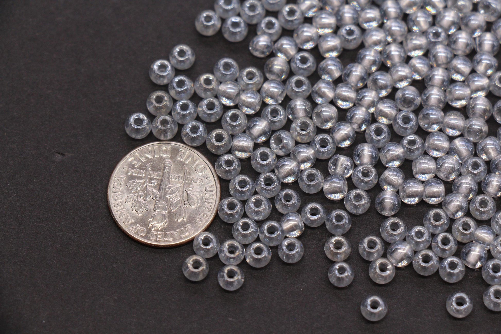 4mm Silver Lined Glass Beads, Glossy Transparent Round Seed Beads for Bracelets, DIY Jewelry Supplies #1737