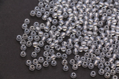 4mm Silver Lined Glass Beads, Glossy Transparent Round Seed Beads for Bracelets, DIY Jewelry Supplies #1737